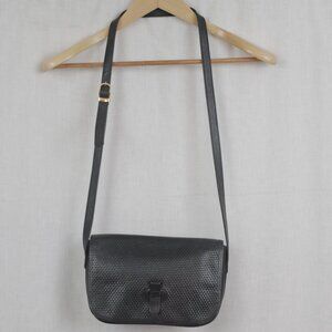 Vintage Albi Black Textured Leather Crossbody Purse